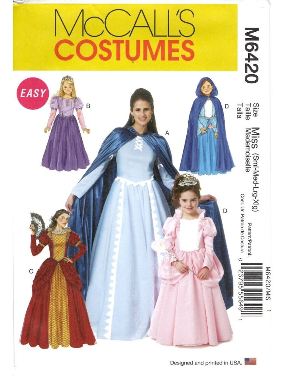 McCalls M6420 Misses S to XL Renaissance Princess Costume Uncut Sewing Pattern